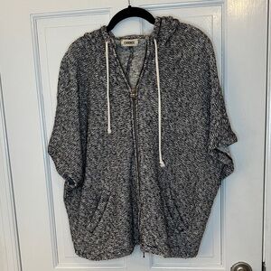 L'AGENCE‎ Black and White Zip-Up Hooded Sweater EUC